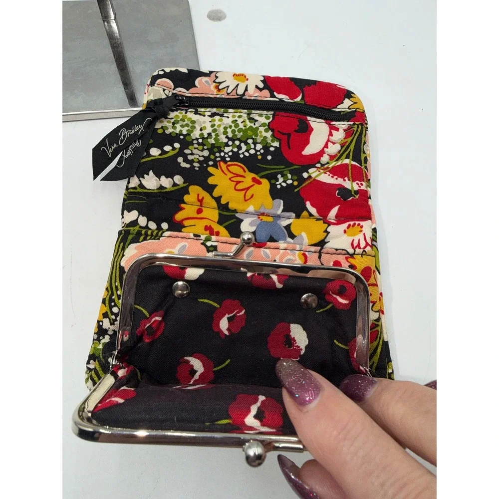 Vera Bradley Provencal Floral Quilted Kisslock Trifold Wallet ID Window ID Case